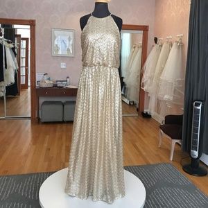 Gold Sequins Full Length Gown